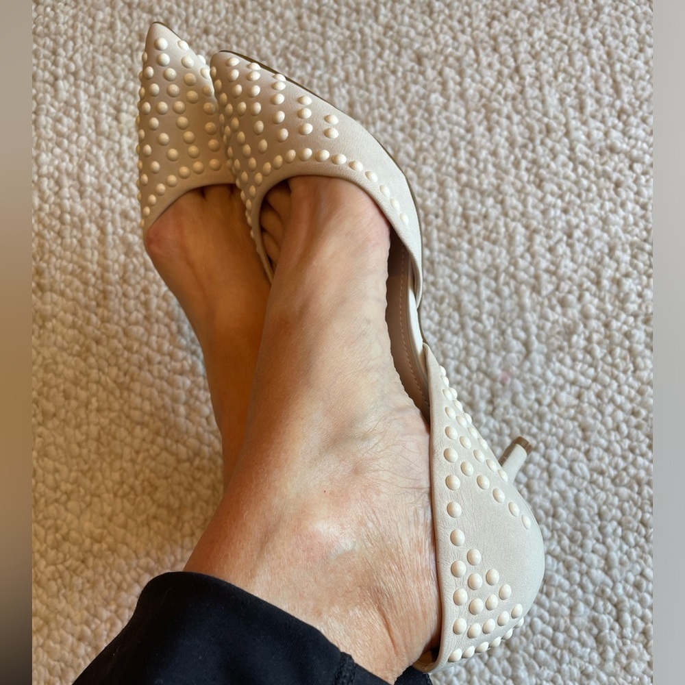 French Connection Ivory with White Beads Heels